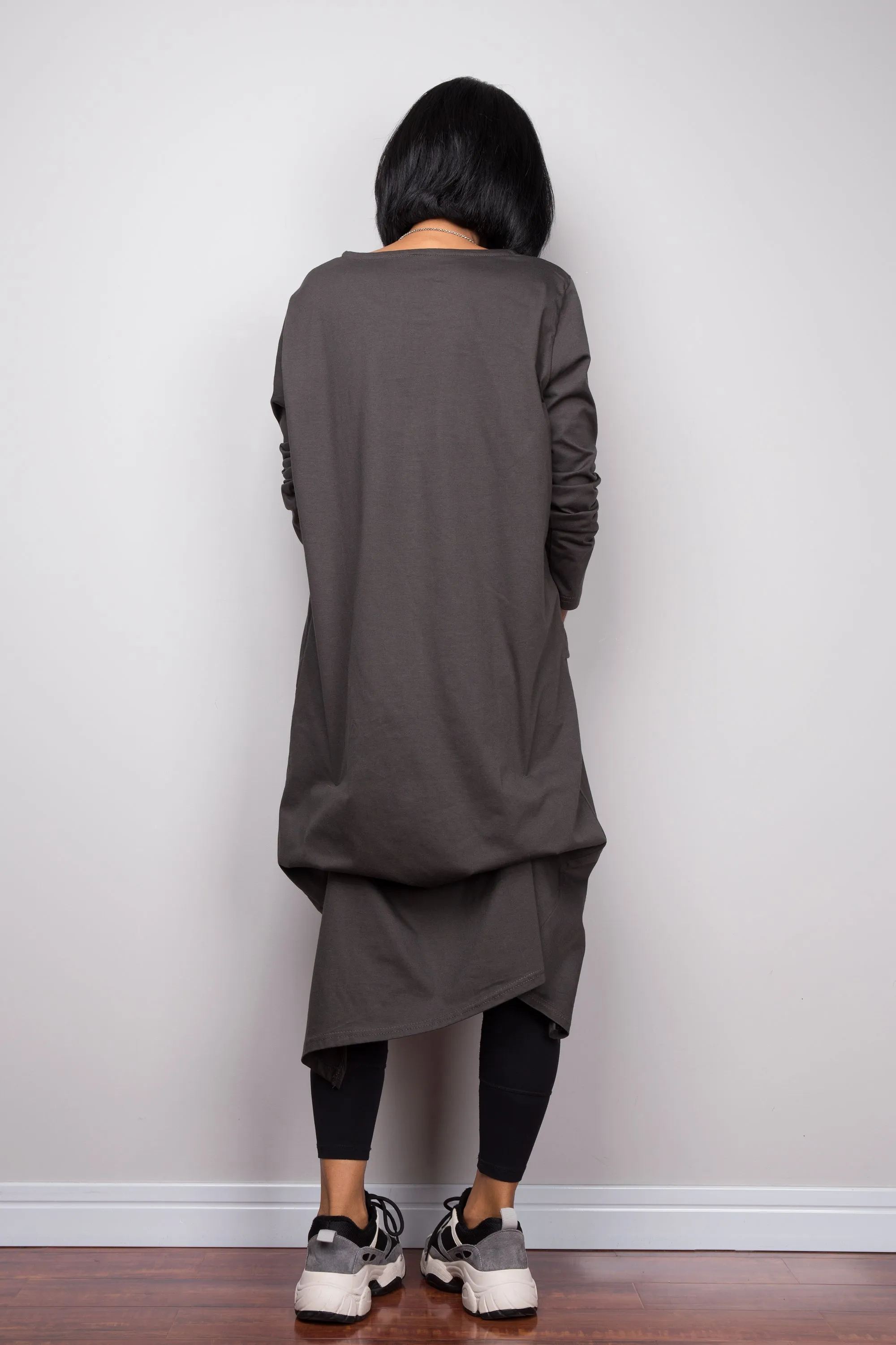 Asymmetrical grey tunic dress