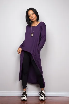 Asymmetrical purple tunic dress