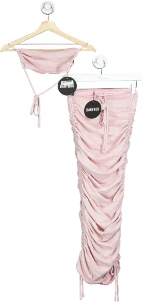 Babyboo Pink Two-Piece Ruched Maxi Skirt Set UK XS