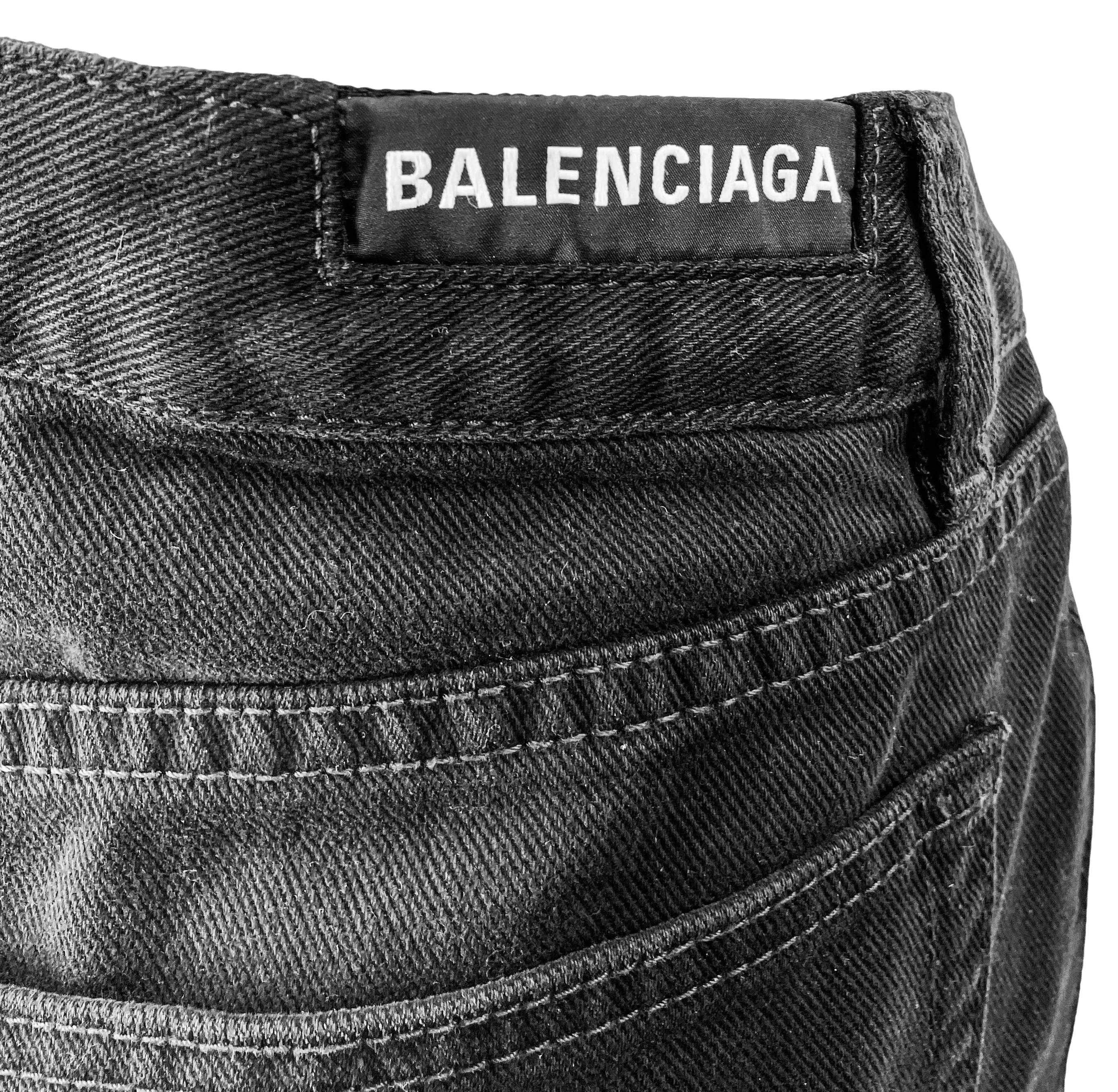 Balenciaga Mid-Rise Denim Maxi Skirt in Black