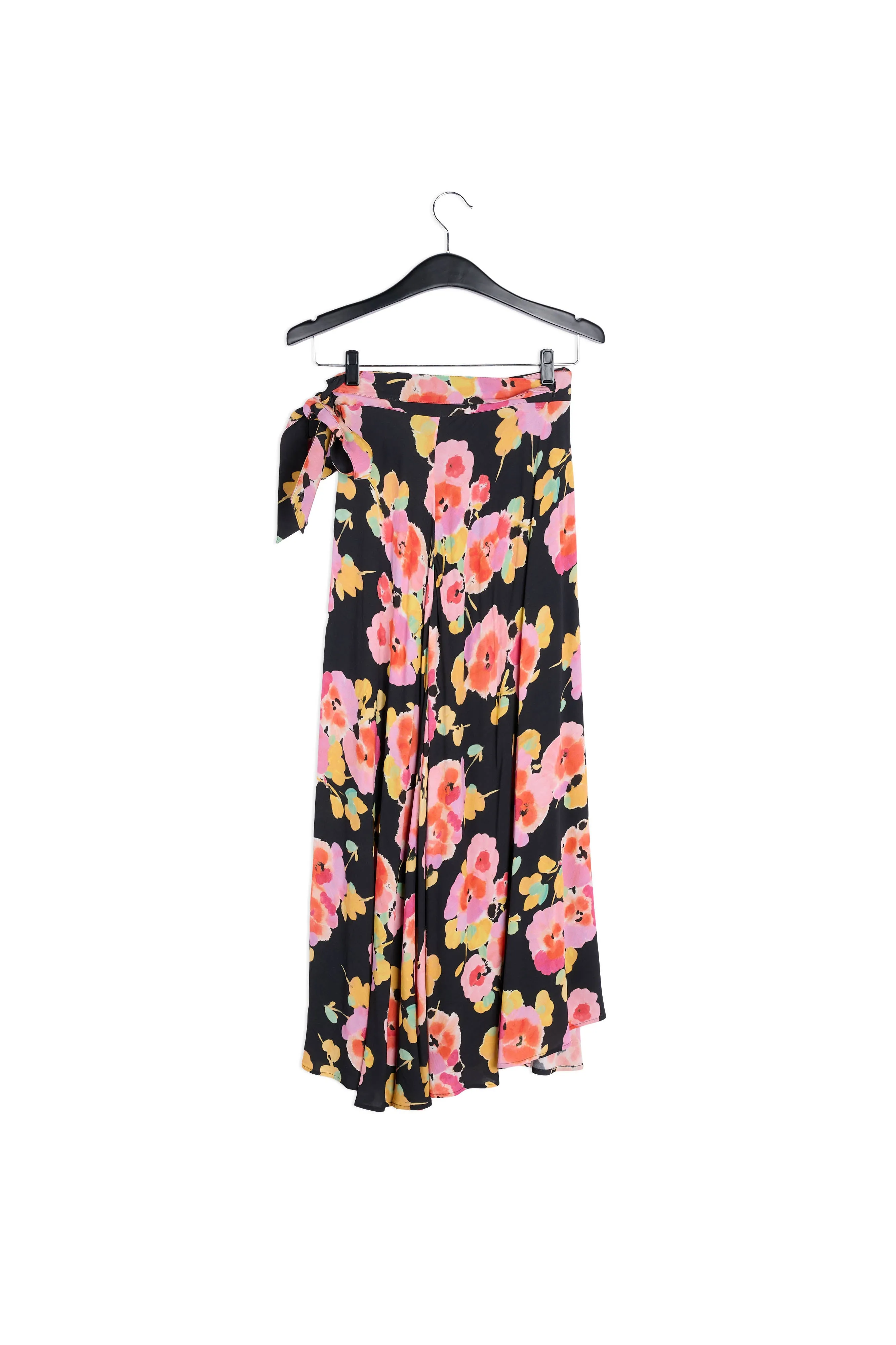 Black floral-print asymmetric maxi skirt