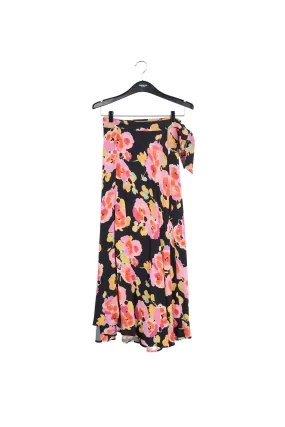 Black floral-print asymmetric maxi skirt