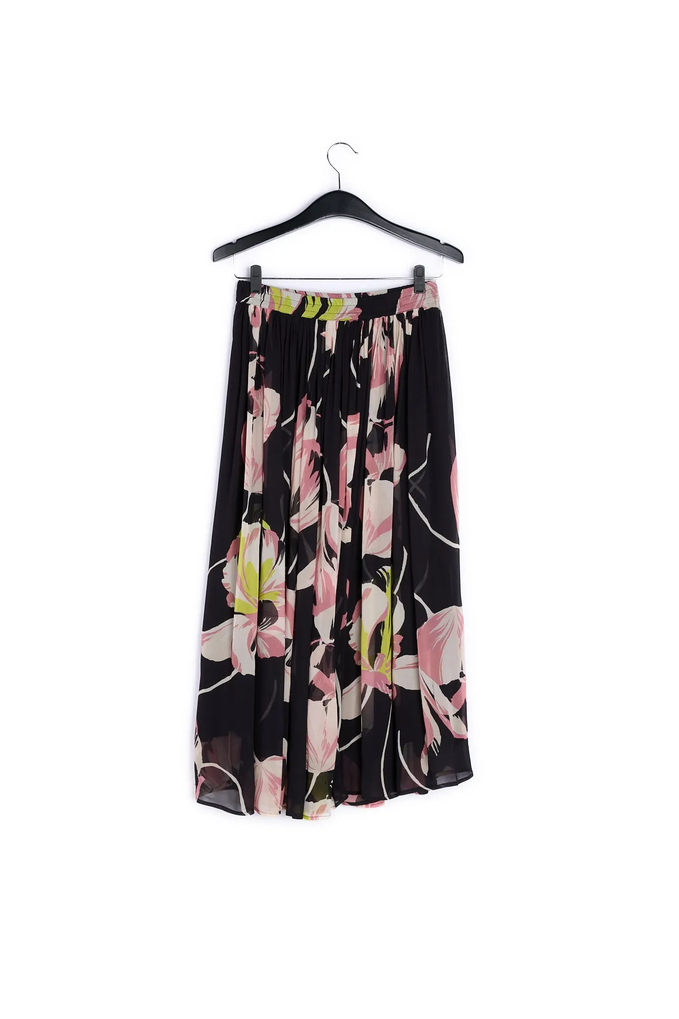 Black floral-print maxi skirt