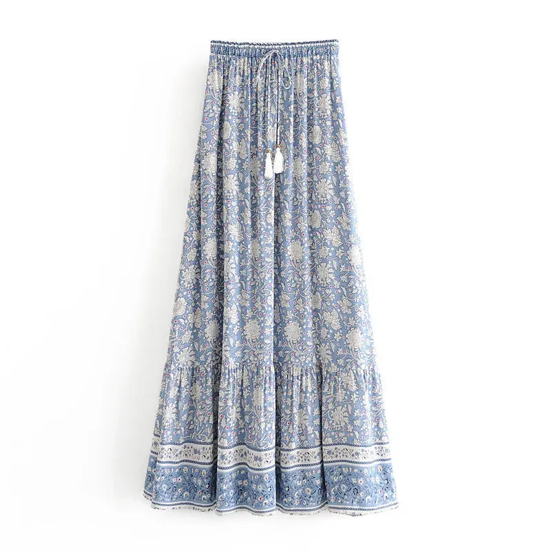 Bohemian Floral Print Maxi Skirt