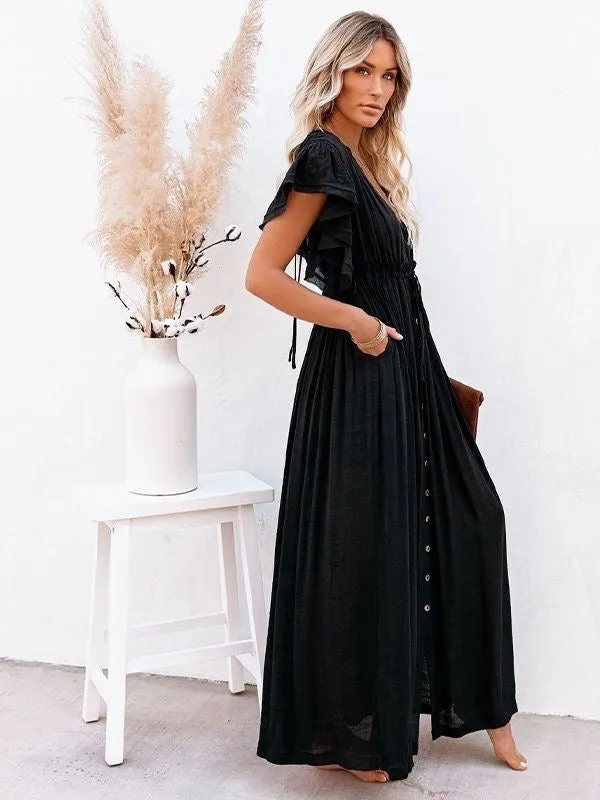 Boho Linen Maxi Summer Dress