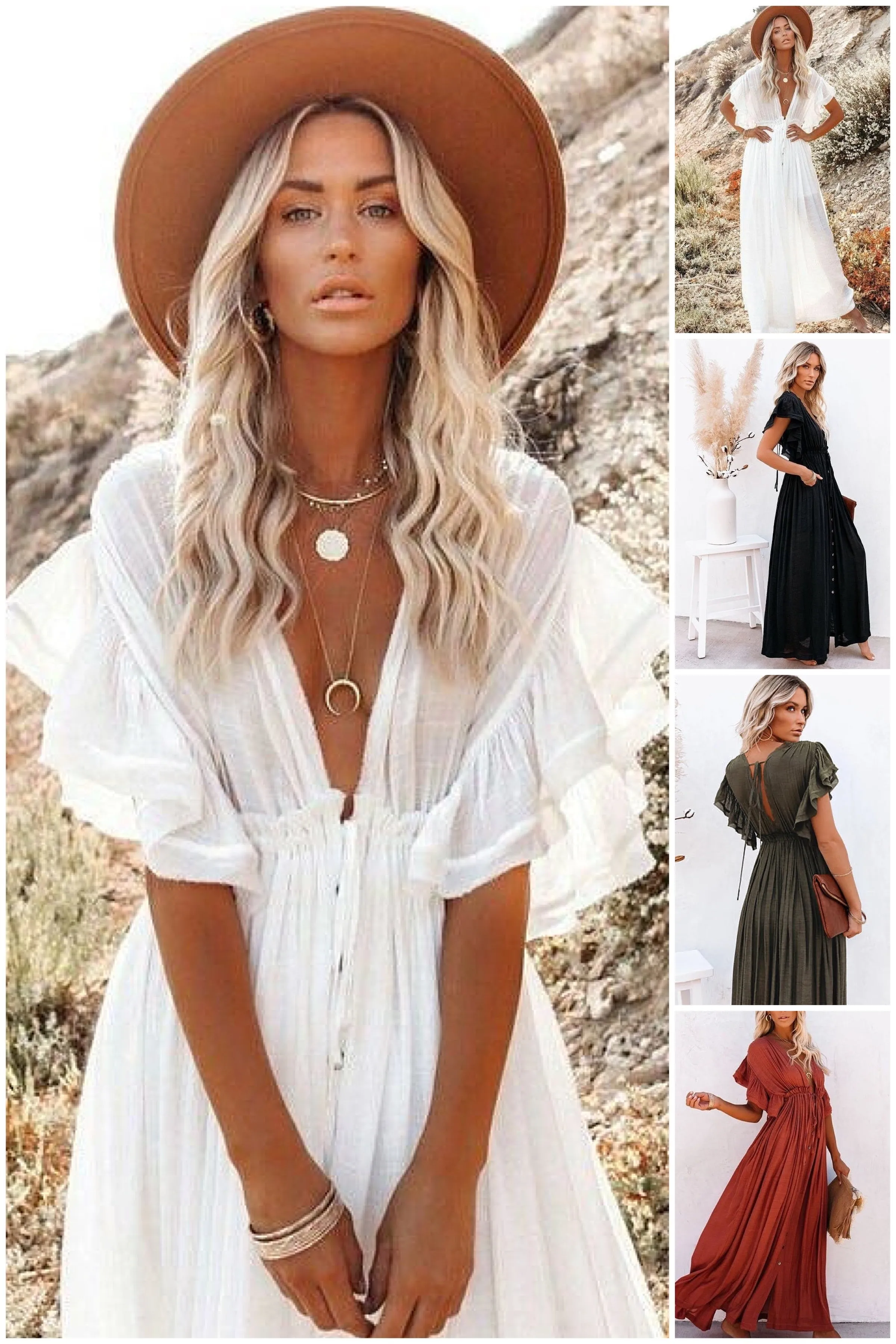 Boho Linen Maxi Summer Dress