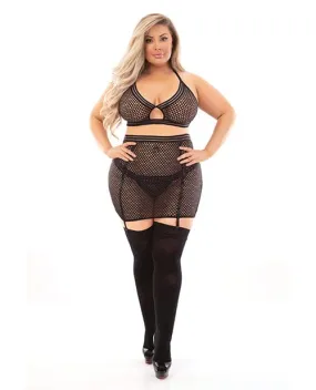 Bold Fetish Fishnet Bra, Skirtini & Hose