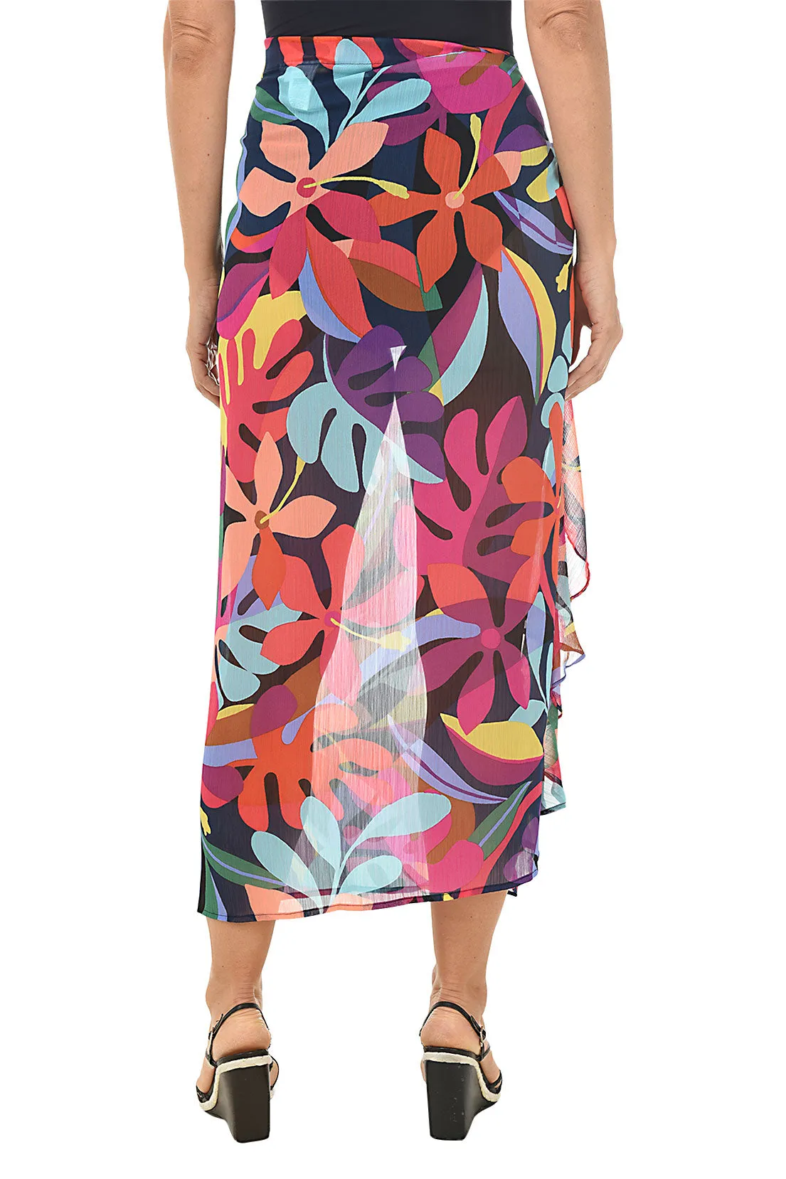 Bold Rush Ruffled Chiffon Sarong Skirt