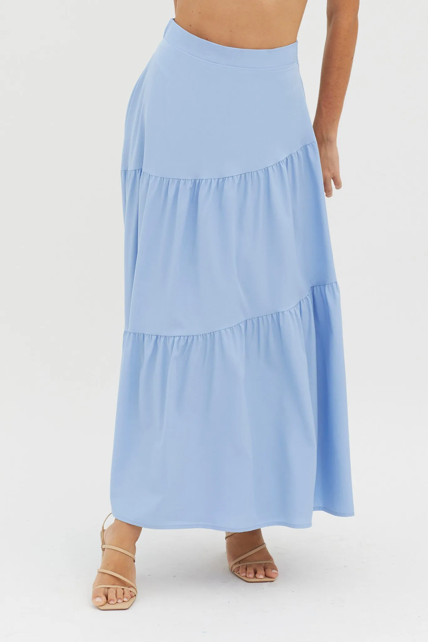 Bondi Waist Tie Maxi Skirt Blue