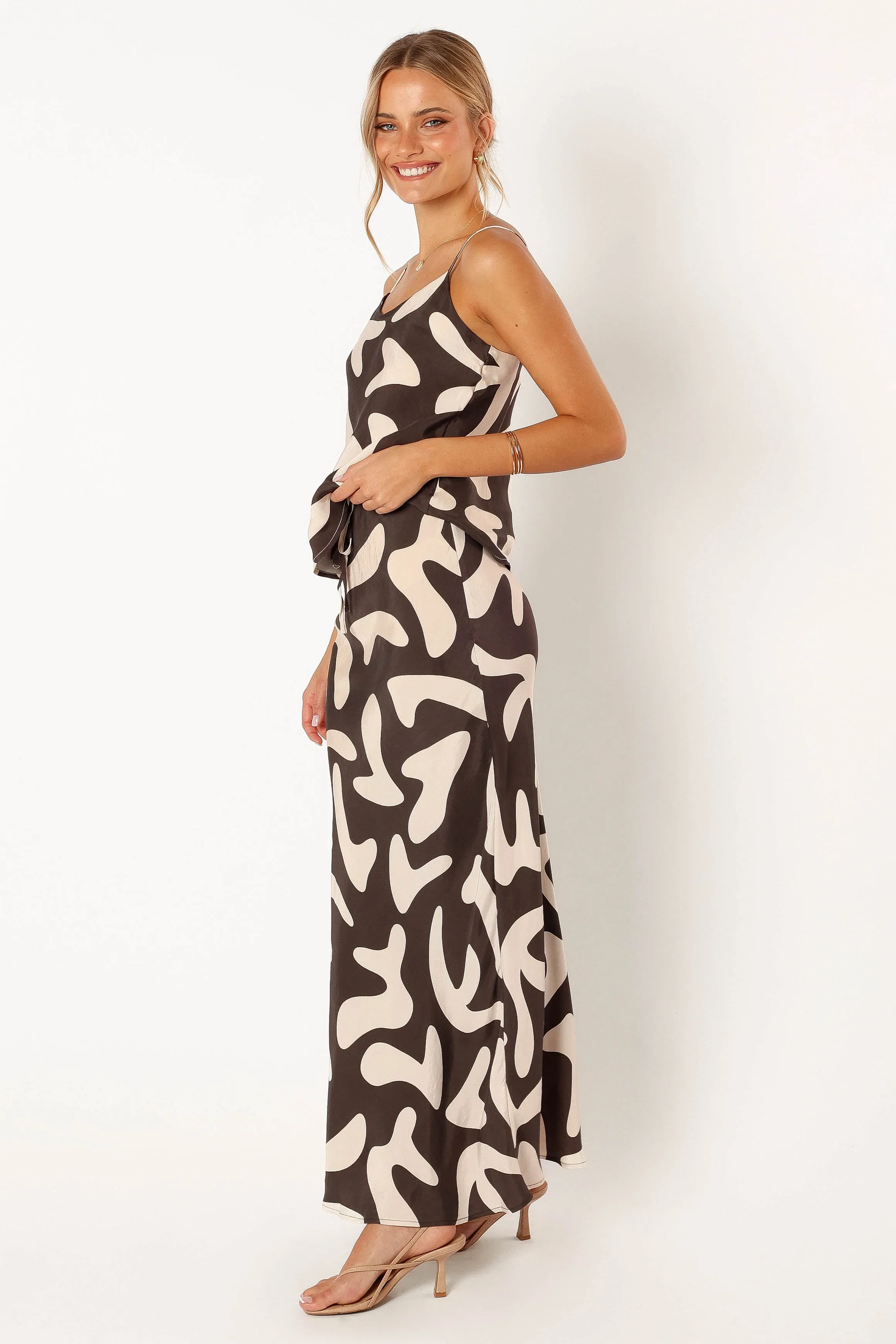 Bowie Cupro Maxi Skirt - Brown Beige