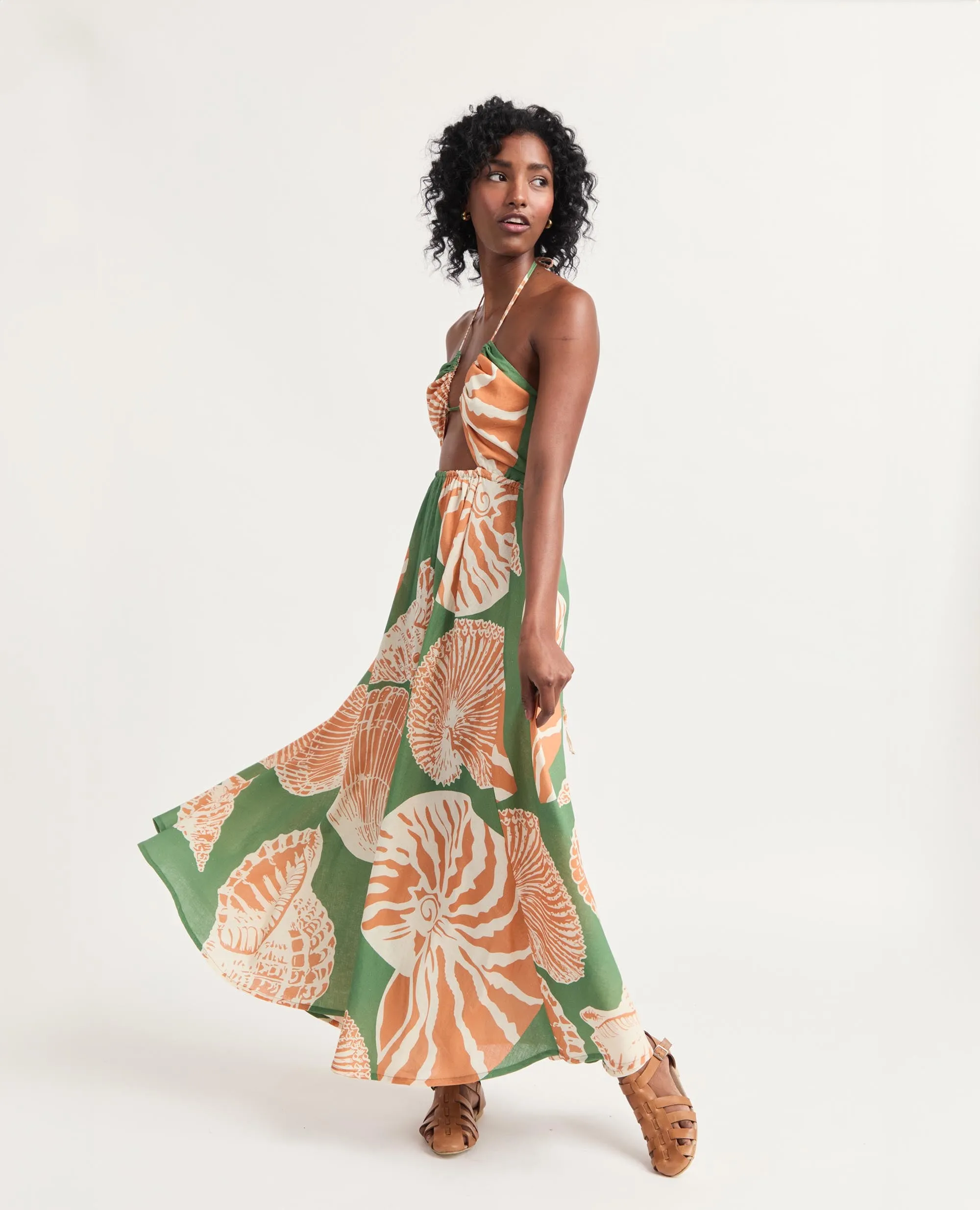 Calypso | Strappy Flared Maxi Dress