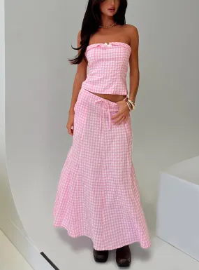 Carmino Maxi Skirt Pink Check