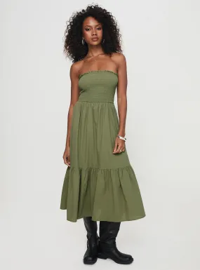 Chani Strapless Maxi Dress Olive