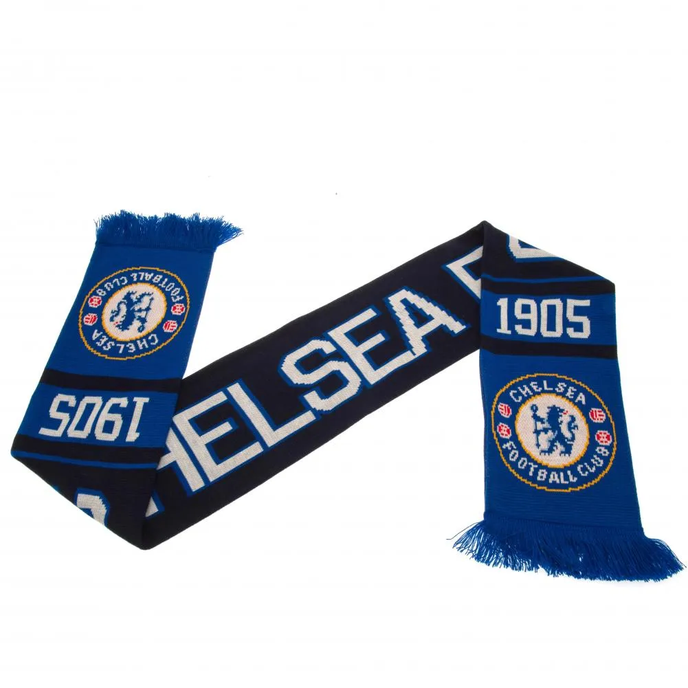 Chelsea FC Jacquard Knit Scarf with Fringe