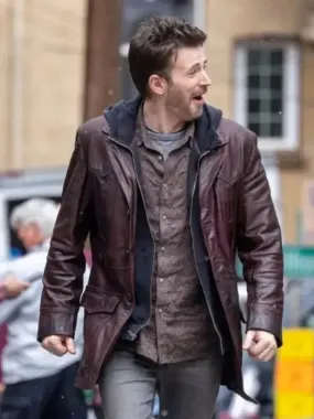 Chris Evans Red One Brown Leather Jacket