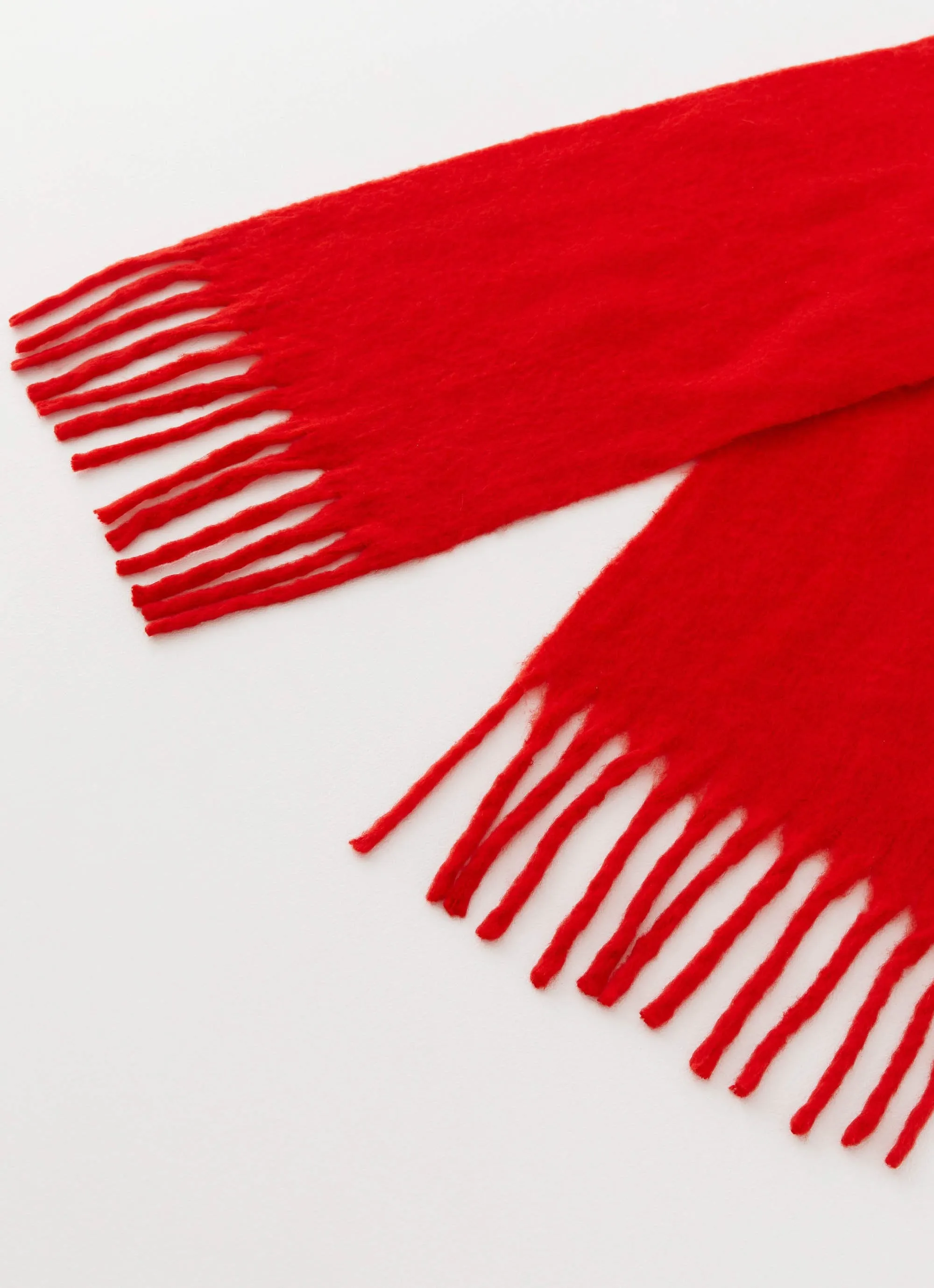 Claret Plain Knit Scarf - Red