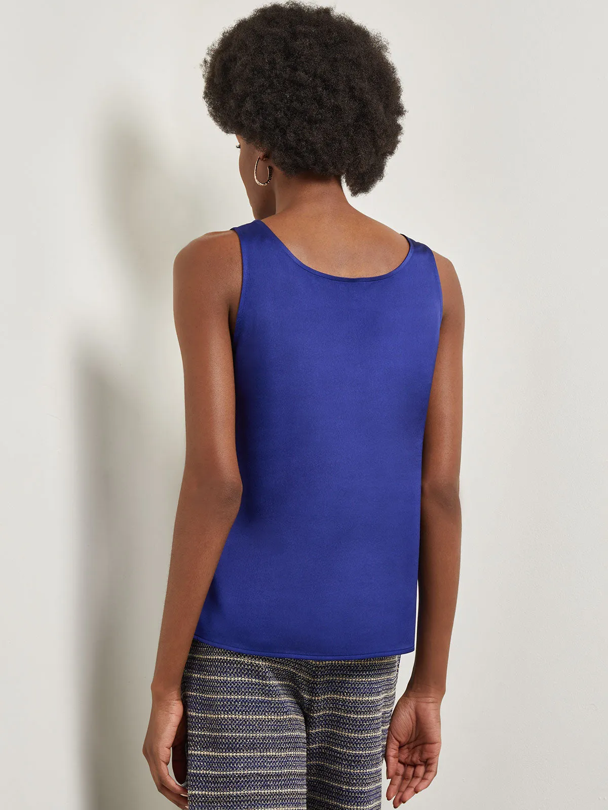 Classic Crepe de Chine Tank Top, Starry Night Blue