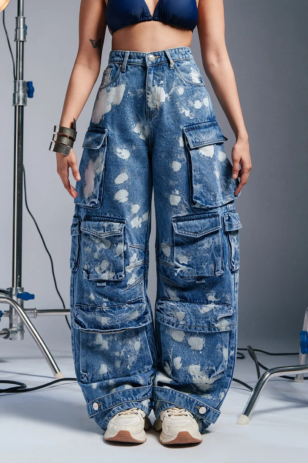 Cloud Mist Baggy Barrel Cargo Jeans