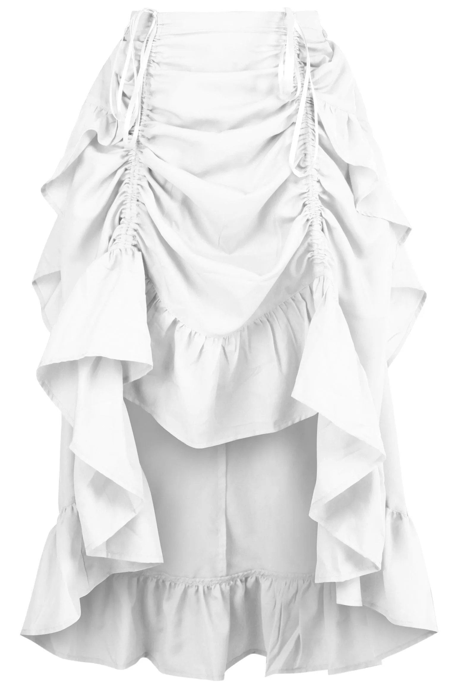 Daisy Corsets White Crepe Adjustable High Low Skirt