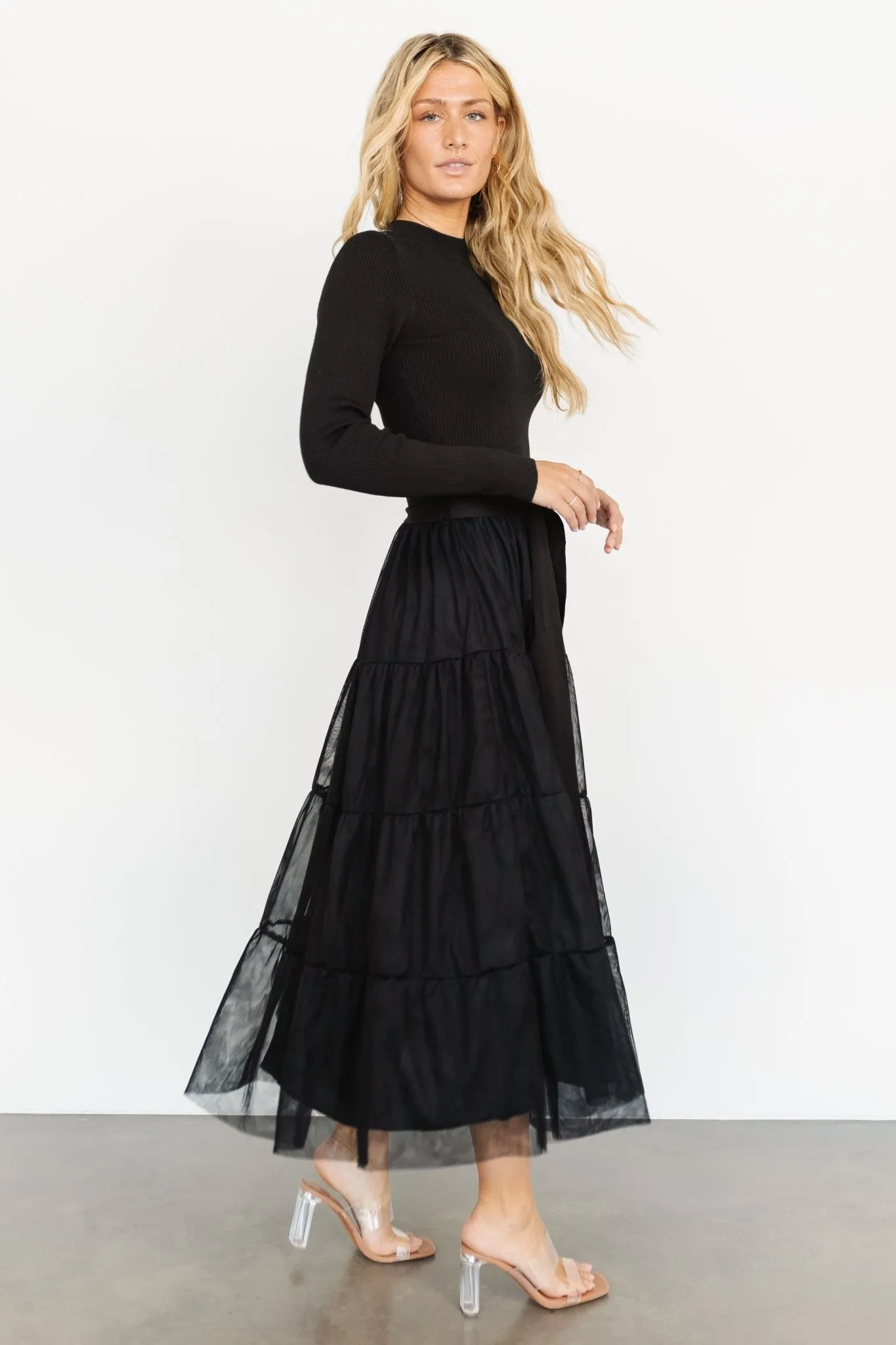 Demi Sweater Tulle Dress | Black