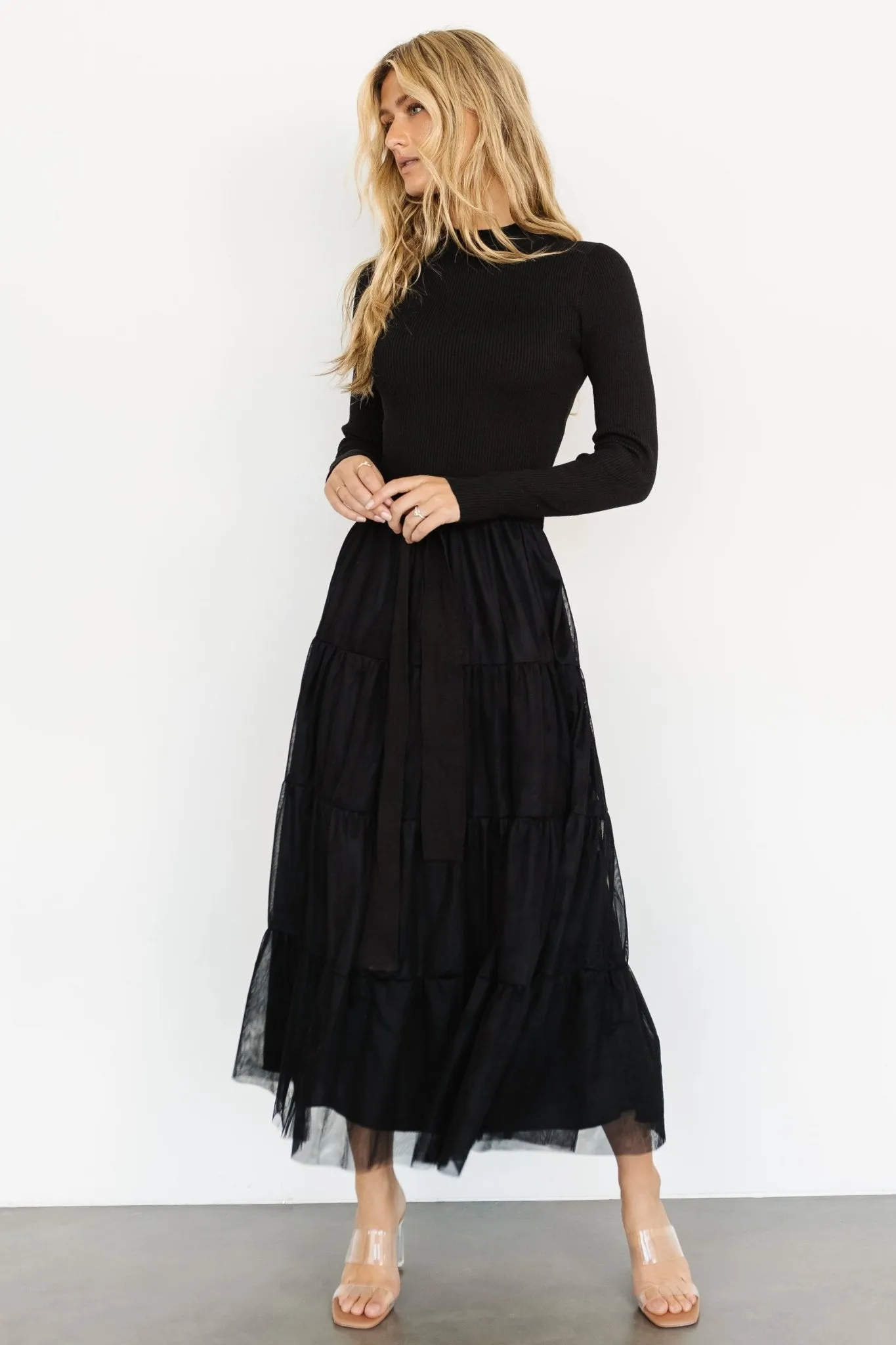 Demi Sweater Tulle Dress | Black