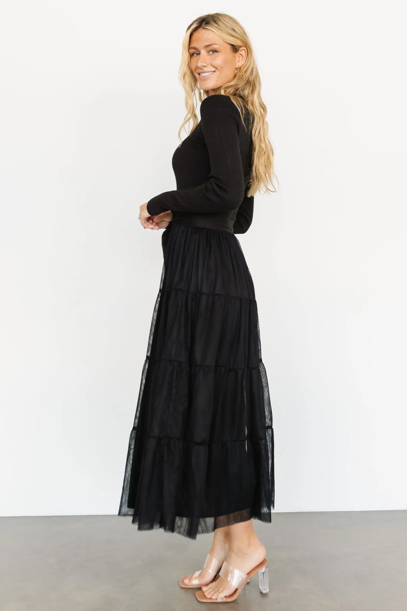 Demi Sweater Tulle Dress | Black