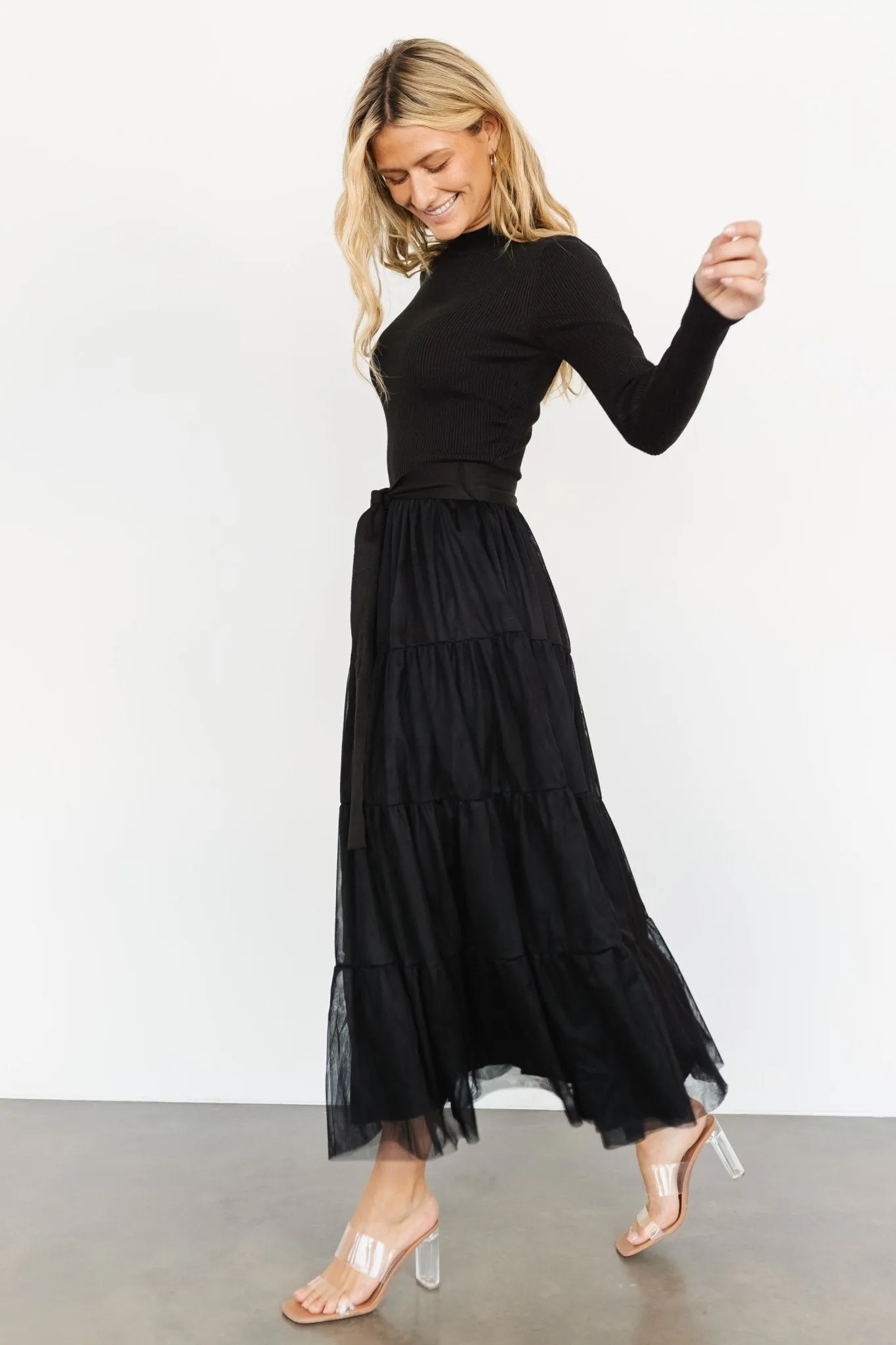 Demi Sweater Tulle Dress | Black