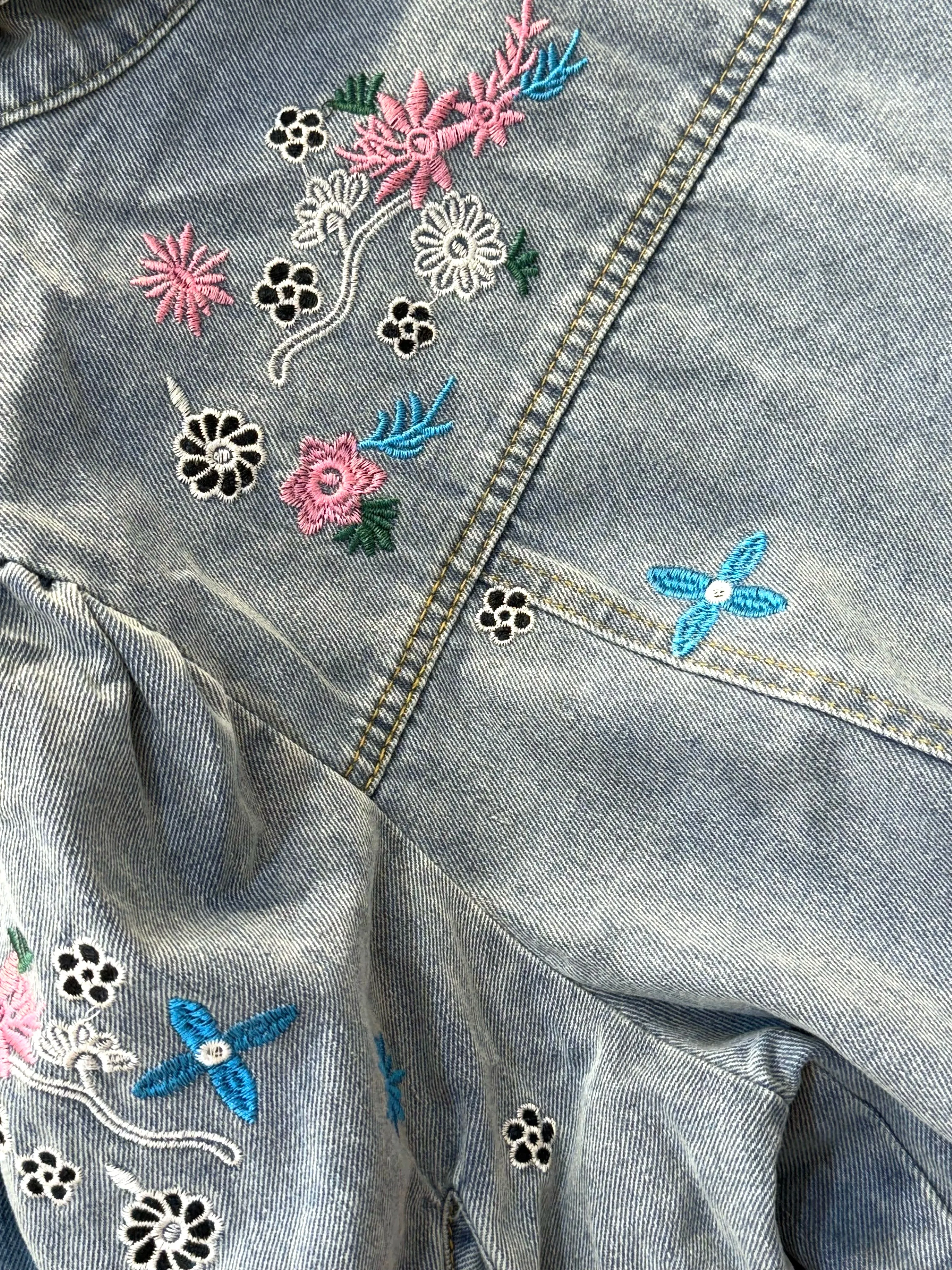 Denim Embroider Short-sleeve Jacket