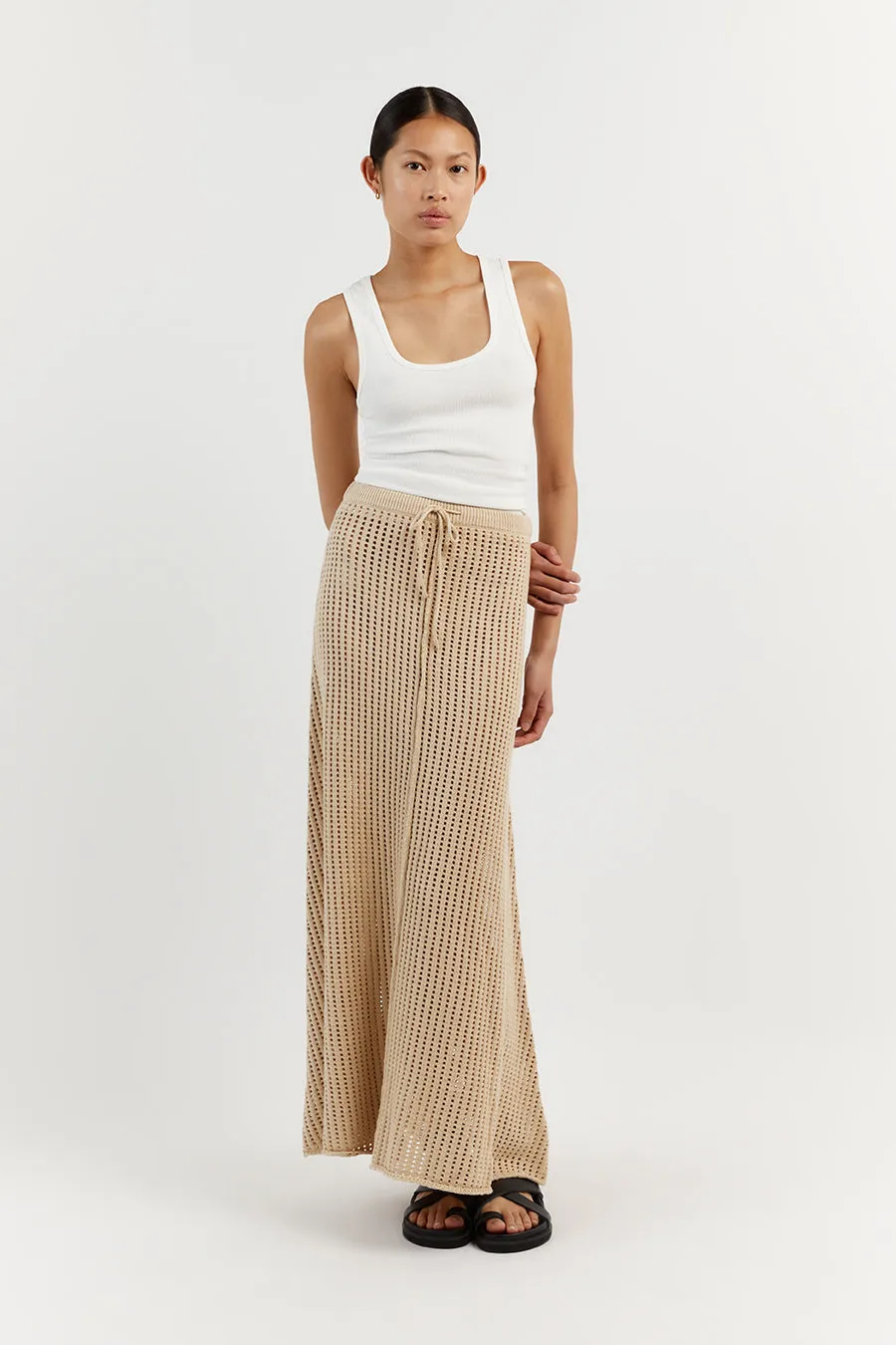 DENNY WHEAT A-LINE MAXI SKIRT