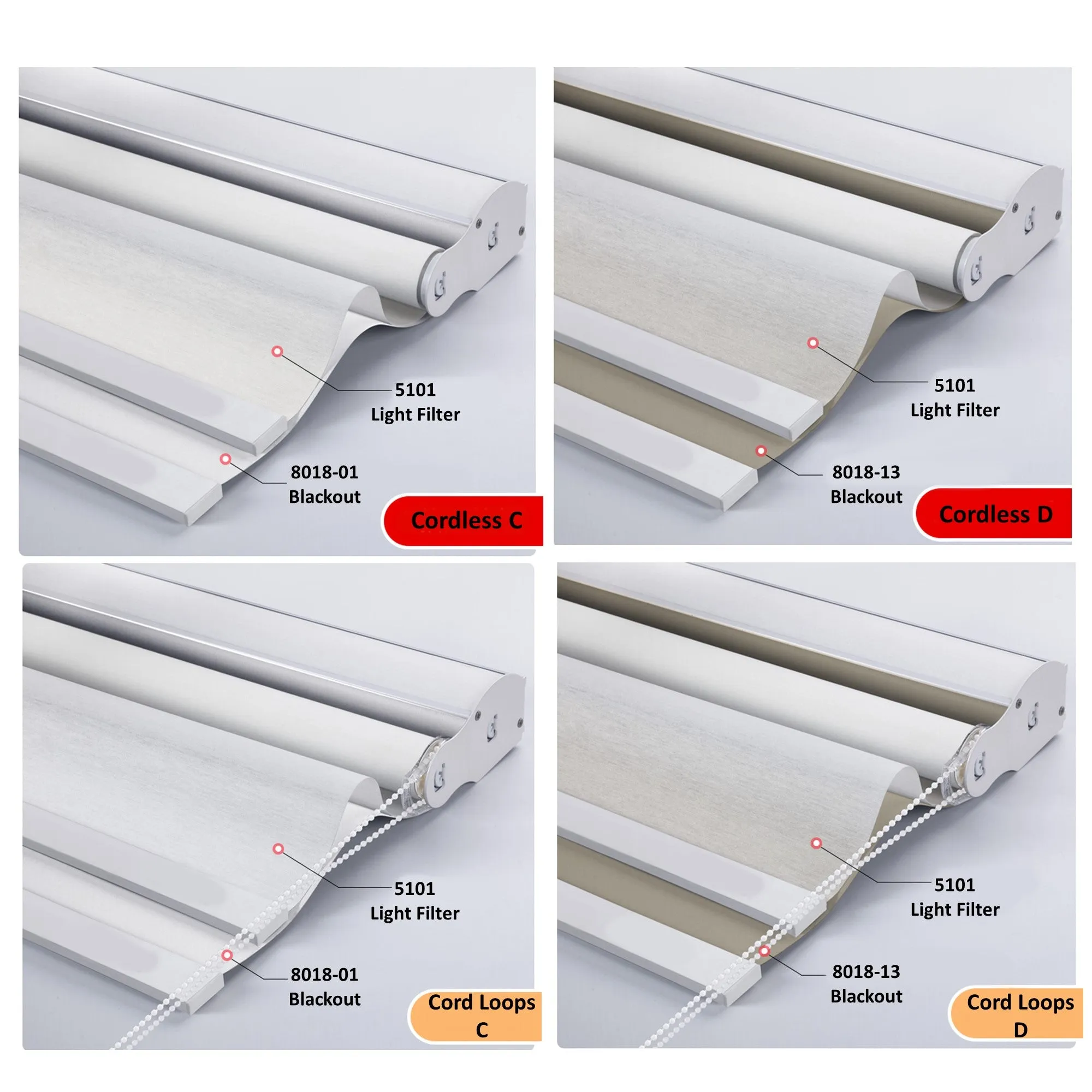 Dual Light Filter and Blackout 2 in 1 Waterproof Window Roller Shade