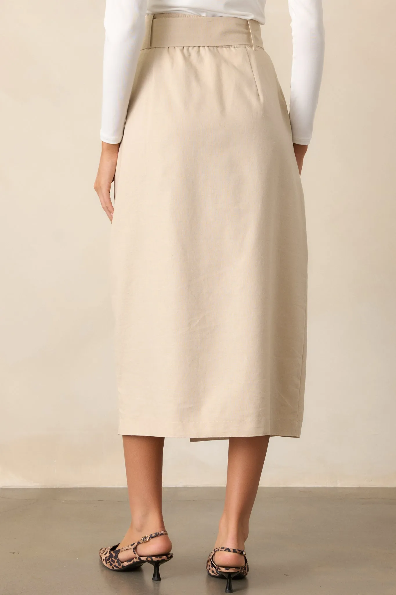 Effortless Edge Light Beige Maxi Skirt