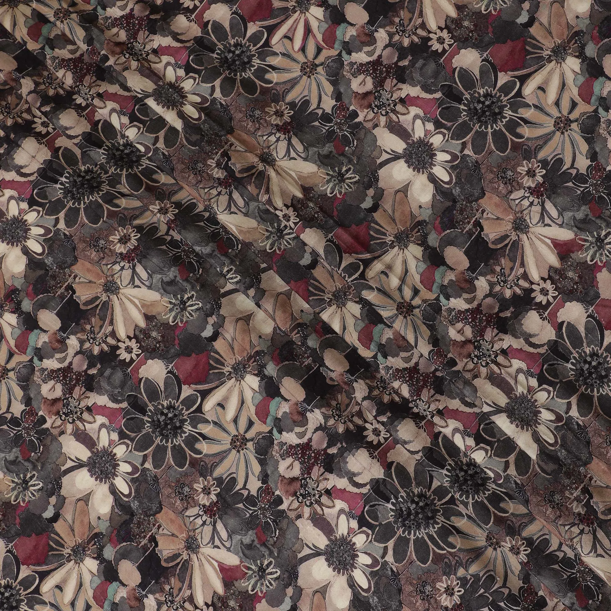 Elegant Dark Floral Viscose Fabric - 110 cm Wide-D19419