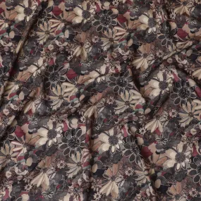 Elegant Dark Floral Viscose Fabric - 110 cm Wide-D19419