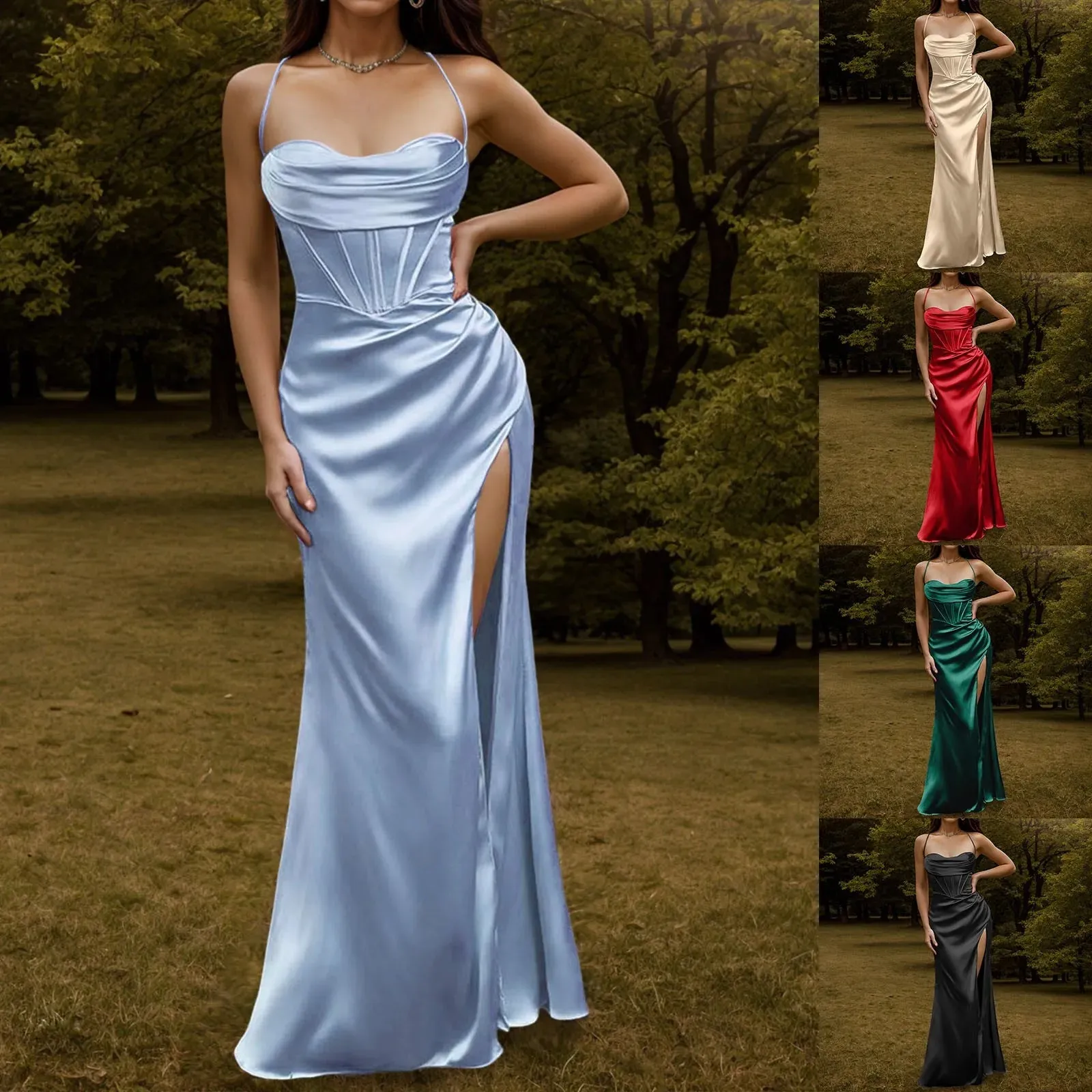 Elegant Extravagance Satin Silk Finish Gown Dress for Gala Events