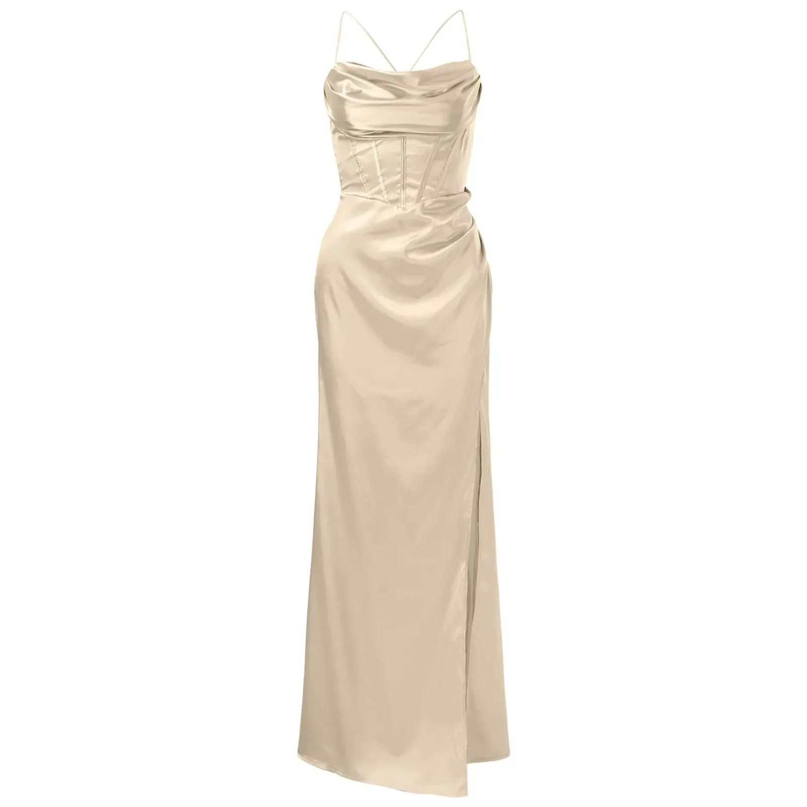 Elegant Extravagance Satin Silk Finish Gown Dress for Gala Events