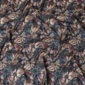 Elegant Midnight Garden Floral Viscose Fabric - 110 cm Wide-D19418