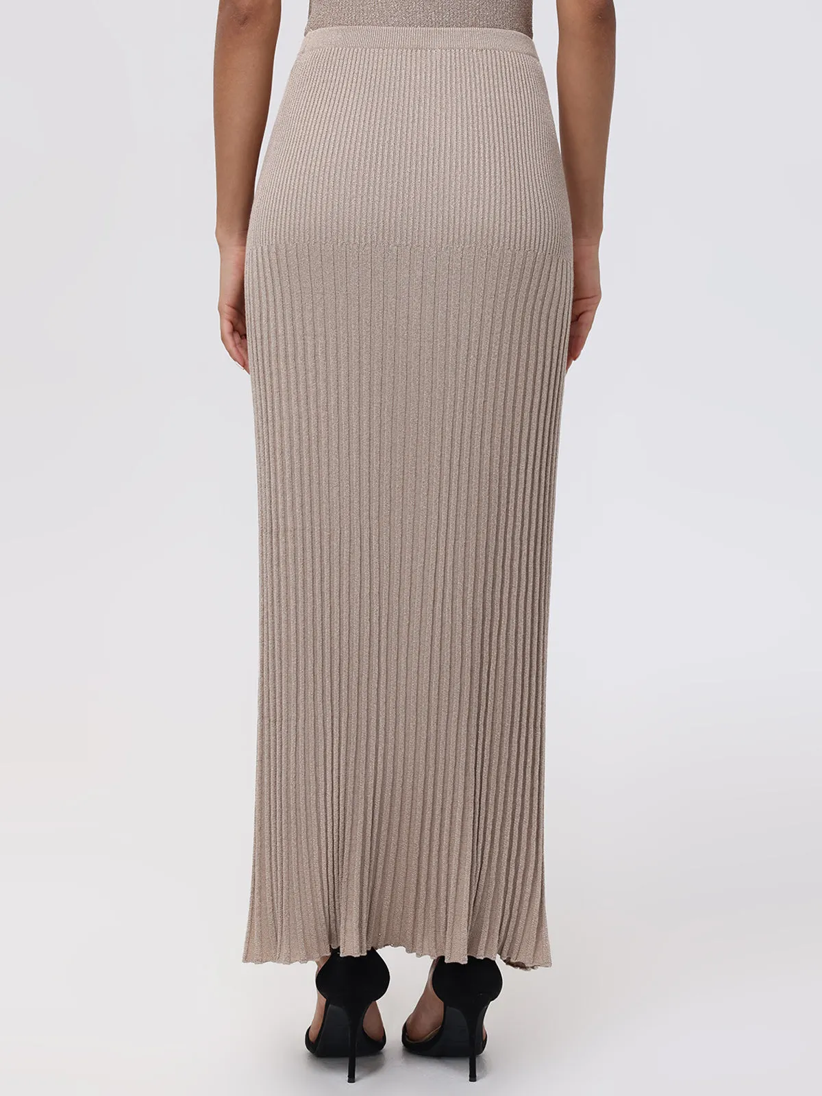 Eloise:  Metallic Maxi Pleated Skirt