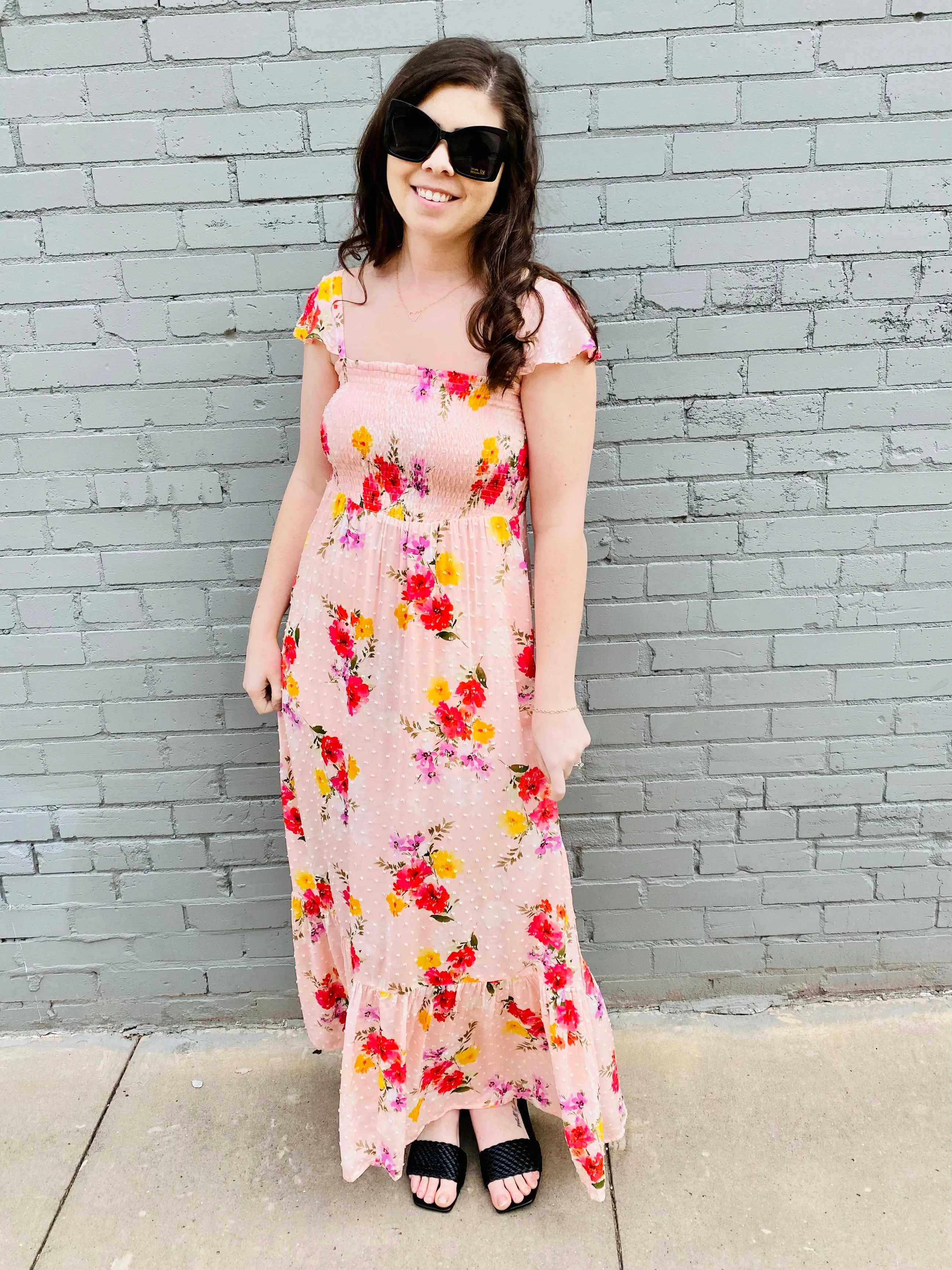 Emilie Smocked Maxi Dress DEAR JOHN - Garden