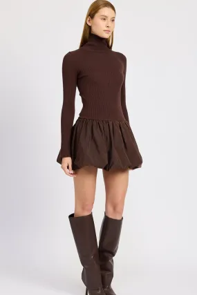 Espresso Turtle Rib Sweater Mini Dress