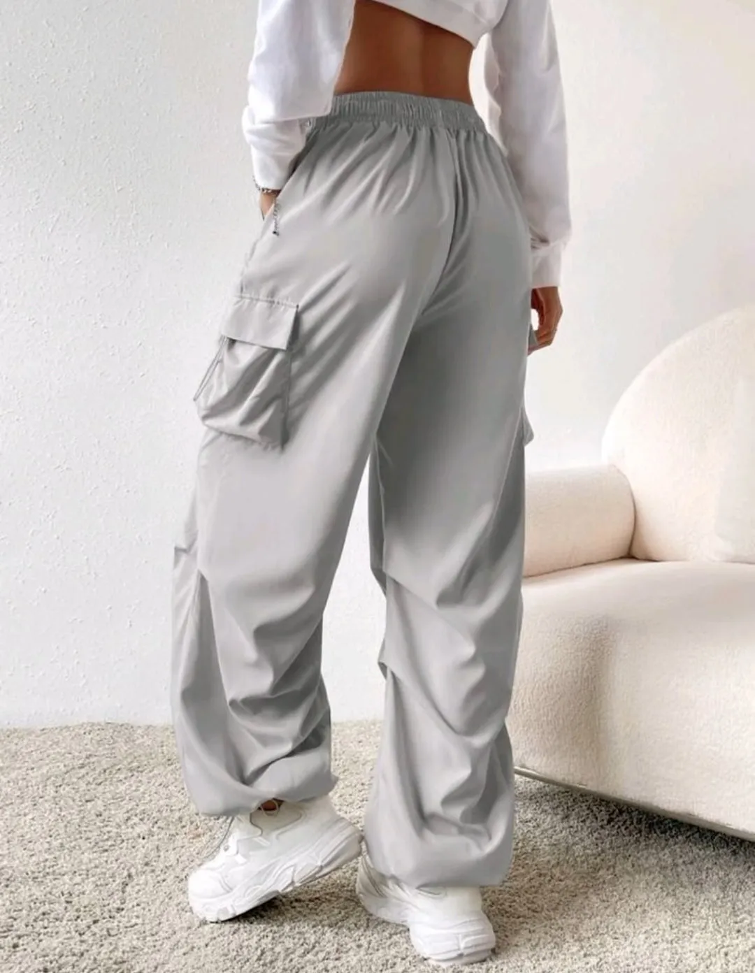 Flap Pocket Side Drawstring Cargo Pants