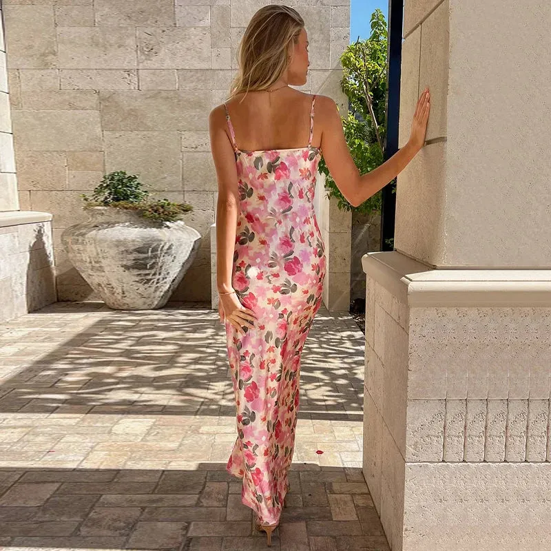 Floral Cami Slip Maxi Dress for Summer Parties