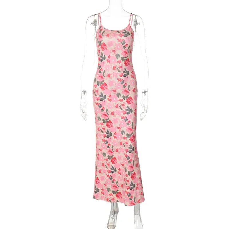 Floral Cami Slip Maxi Dress for Summer Parties