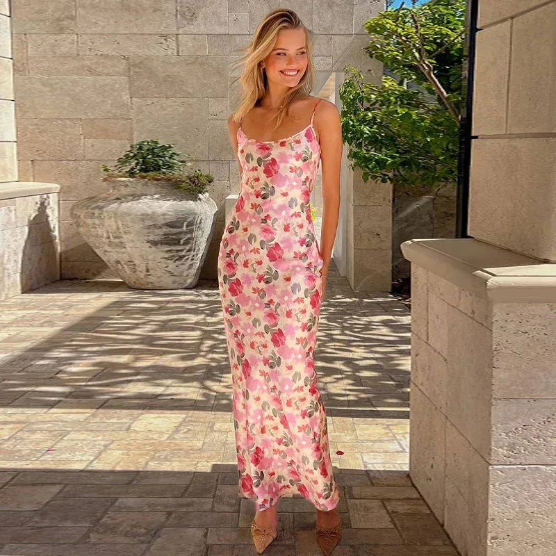 Floral Cami Slip Maxi Dress for Summer Parties