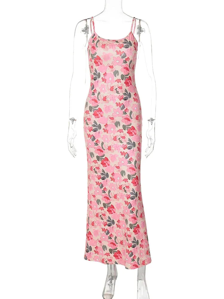 Floral Cami Slip Maxi Dress for Summer Parties