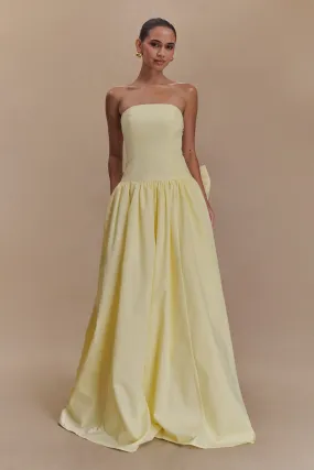 Frances Strapless Bow Maxi Dress - Lemon