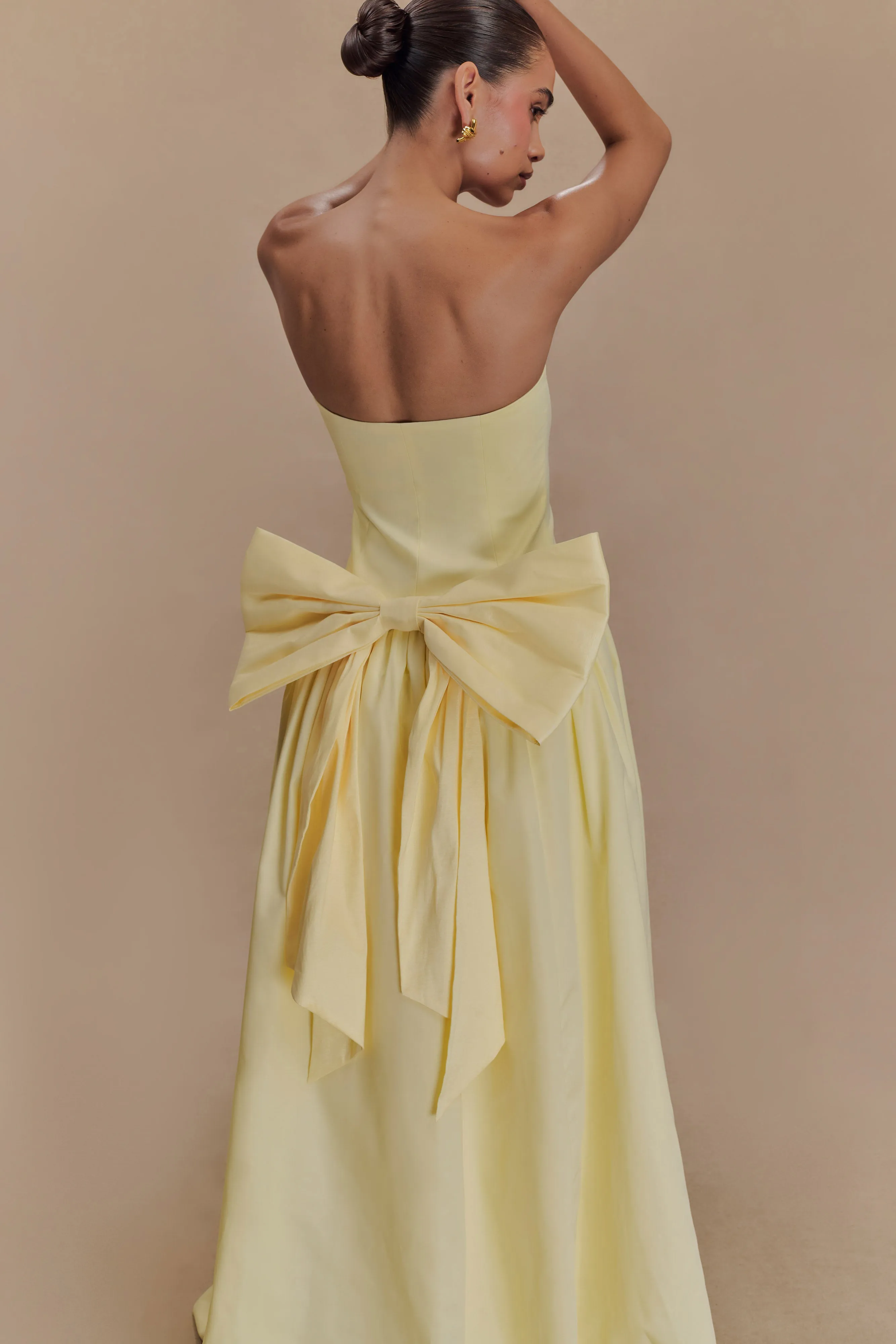 Frances Strapless Bow Maxi Dress - Lemon