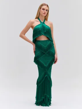 Fringe Maxi Skirt Jade