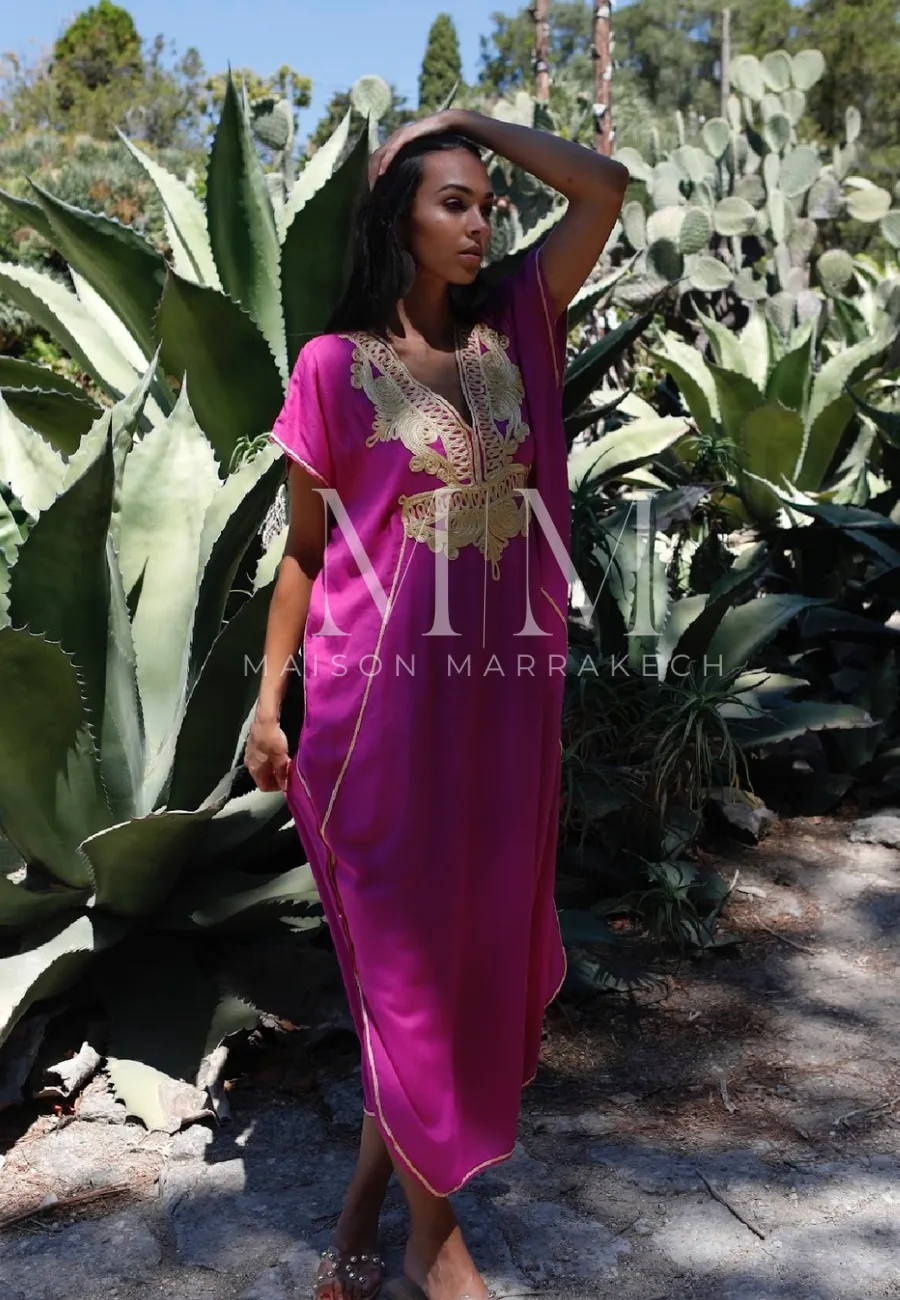 Fushia Pink Gold Marine Kaftan Caftan & Loungewear