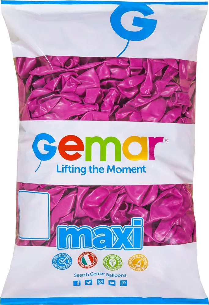 Gemar Latex Balloon #007 Fuchsia 12inch 500 Count Solid Color