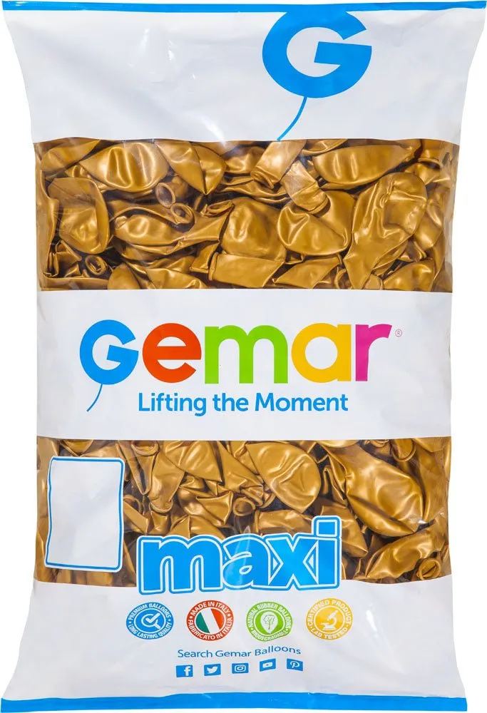 Gemar Latex Balloon #039 Gold 12inch 500 Count Metal Color